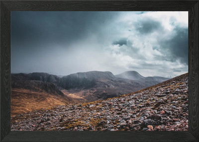 Mountain Landscape with Stormy Clou Framed Wall Art Poster Canvas Print Picture