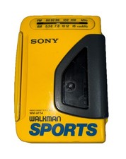 Sony Walkman WM-AF54 Sports Yellow Radio Cassette Player-WORKS-Missing Tune Knob