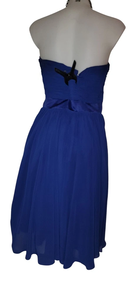 Mori Lee Sz 18 Womens Blue Chiffon Strapless Coquette Cocktail Formal Mini Dress - Image 3 of 4