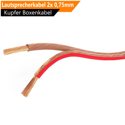 Lautsprecherkabel Boxenkabel 2x 0,75mm² Kupfer mit CCA Kupfer Leiter Audio Kabel