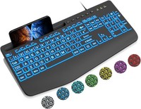 SABLUTE Wired Keyboard Large Print Computer Keyboards, Lighted USB Ergonomic Ke