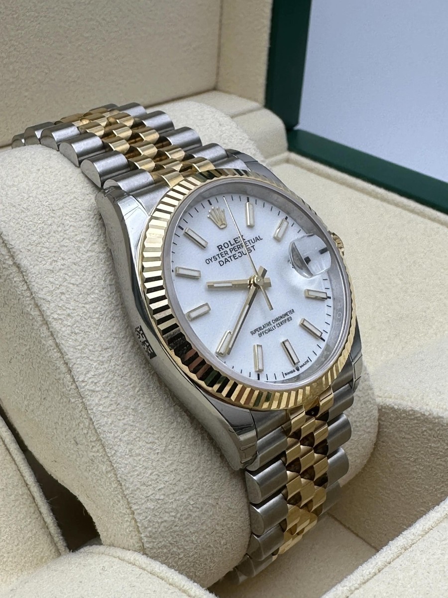FULL STICKERS Rolex Datejust 36 126233 18K Fluted White Dial