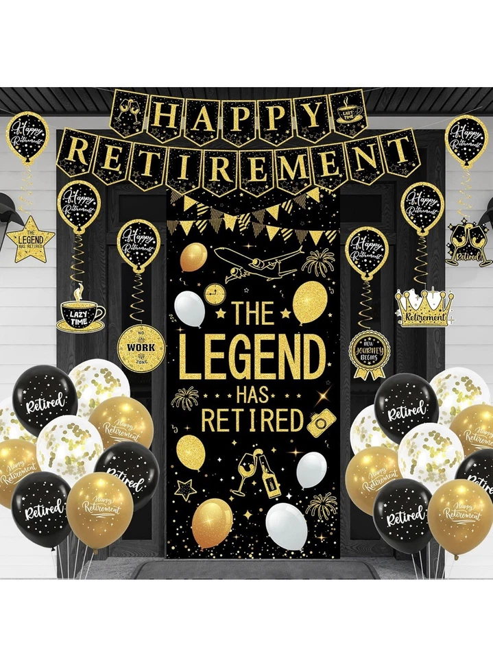 Black & Gold Retirement Decorations - Image 2 of 4