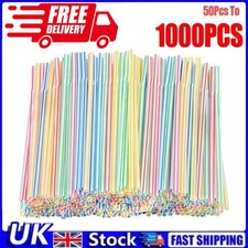 100-1000 Straws Flexible Plastic Bendy Colourful Drinking Straw Party Birthday