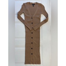 Forever 21 Women’s Sz S Brown Ribbed Super Stretchy Button Up Maxi Dress
