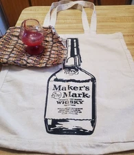 Makers Mark Whiskey Bourbon Glass Dipped Red Wax Snifter Glass and Canvas Bag