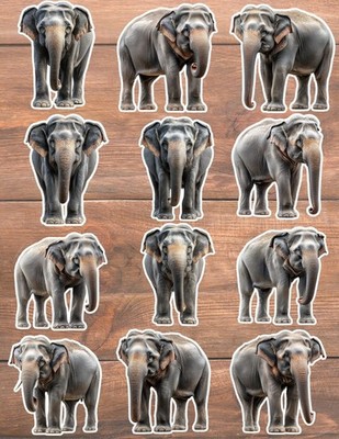 Borneo Elephant Die Cut Vinyl Stickers Set Scrapbooking Laptop v
