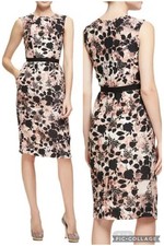 Oscar De La Renta Silk Floral Sheath Dress Size 6 Designer 