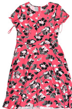 Lane Bryant Women Size 16 Pink Black Floral Short Sleeve Faux Wrap Maxi Dress