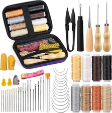 54 Pcs Leather Sewing Kit Heavy Duty Sewing Upholstery Repair Kit for Car Boots