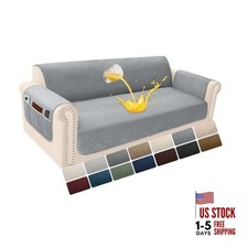 Velvet 100 Waterproof Couch Cover for Dogs Washable Sofa Large Silvery Grey