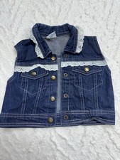Vintage Hopscotch Denim Vest With Lace Girls Size 12months
