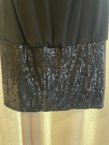 deb Black Sequin A-Line Short Party Dress Sleeveless Pullover Solid Regular M