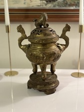 Large (34 Cm Tall / 1.5 Kg) Antique 19th Century Chinese Bronze Censer,c1880