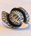 Sterling Silver Dome Ring Modernist Statement Size 9 Signed ND Hammered Vintage