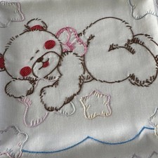 VTG Toddler Pillowcase Sleeping Bear Embroidered Baby Nursery 12x17