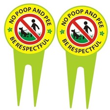 No Dog Poop Sign 2 Pack, Double Sided - Be Respectful/No Poop 11.81" x 5.91"