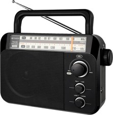 Retekess TR604 AM FM Radio,Portable Radio Plug in Wall,D Battery Black