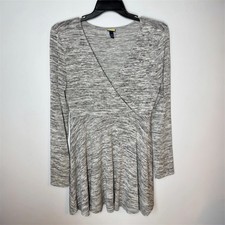 Prince and Fox Heathered Gray Long Sleeve Stretchy Dress Crossover V-Neck Sz XL