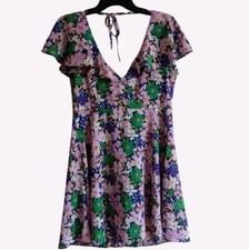 Women's ASOS Design Colorful Floral Mini Tea Floral V-Neck Dress