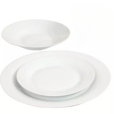 Family Dining Service Dinner Set 12 Piece Porcelain Plates Bowls Crockery White