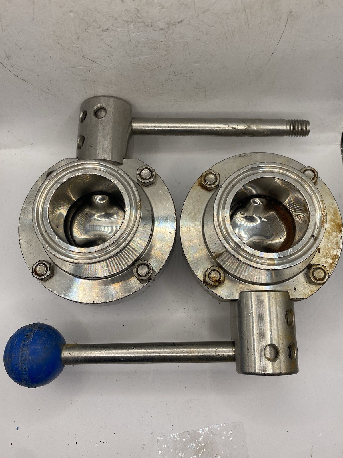 LOT OF 2 Unbranded 2” OD 1-1/4” ID Manual SS Sanitary Valve - 304 With Handle