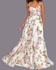  199 Say Yes Juniors' Rhinestone Floral Corset Sweetheart Gown Ivory Blush Sz1/2