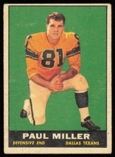 1961 Topps Football #137 Paul Miller Dallas Texans