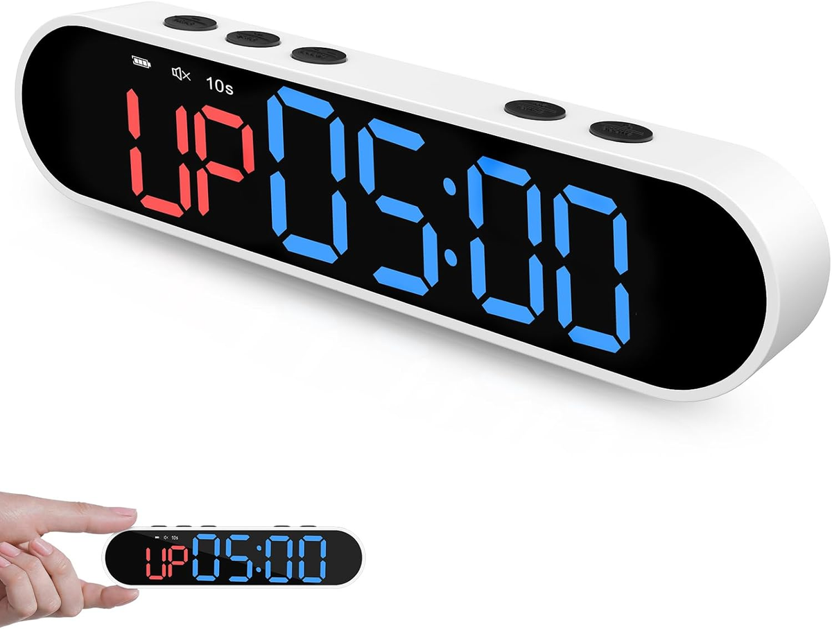 Gym Timer, draagbare magnetische intervaltimer met haak, digitale trainingstimer voor thuisgymnastiek, Countdown UP Stopwatch Fitnessklok met oplaadbare batterij voor garage