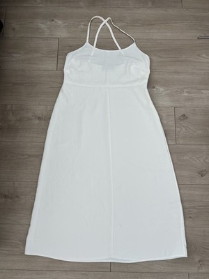 Everlane Seamed Dress, Stretch Linen, White, Size 6