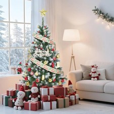 Artificial Christmas Tree 6FT 7.5FT 9FT Snowy Pinecone Green PE PVC