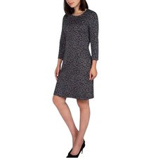 Nicole Miller Original Women's S Chic Leopard Print Stretch Knit Shift Dress