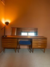 1960s Mid-Century Modern Vintage Teak Vanity Desk - Style of White & Newton