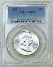 1958 P Franklin Half Dollar PCGS MS63 95% FBL White Frosty Luster PQ #N302C