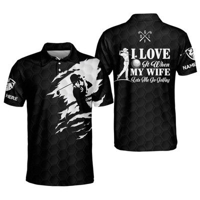 Custom Name I Love It When Lets Me Go Gofing AOP Polo Shirt Fullsize S-5XL