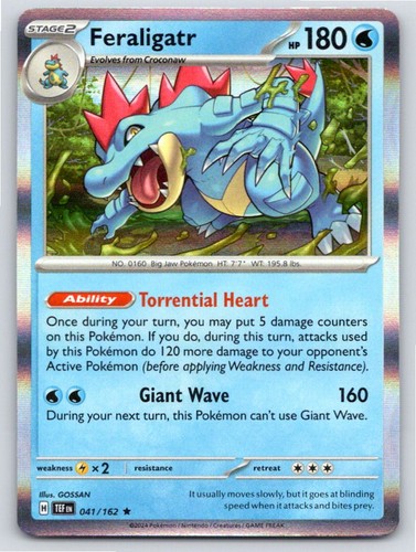 2024 POKEMON FERALIGATR TEMPORAL FORCES 041/162 HOLO RARE NM A9834 FREE S&H