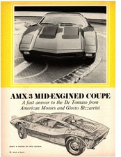 1970 Amc Amx3 Prototype 390340-hp Original 3-page Article Ad