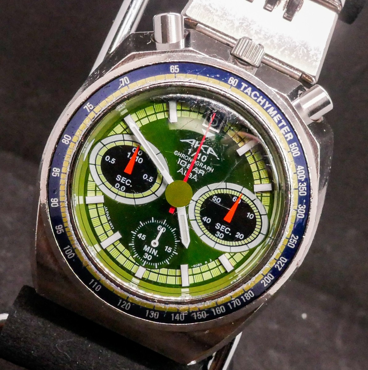 Vintage Seiko ALBA AKA BULLHEAD Wristwatch Green Dial V657-6060