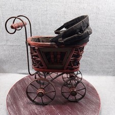 Antique Victorian Baby Doll Carriage Wood Metal Stroller Vintage Ornate