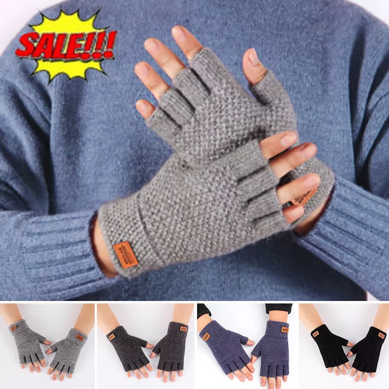 Gray Half Finger Gloves Fingerless Gloves Womens Finger 