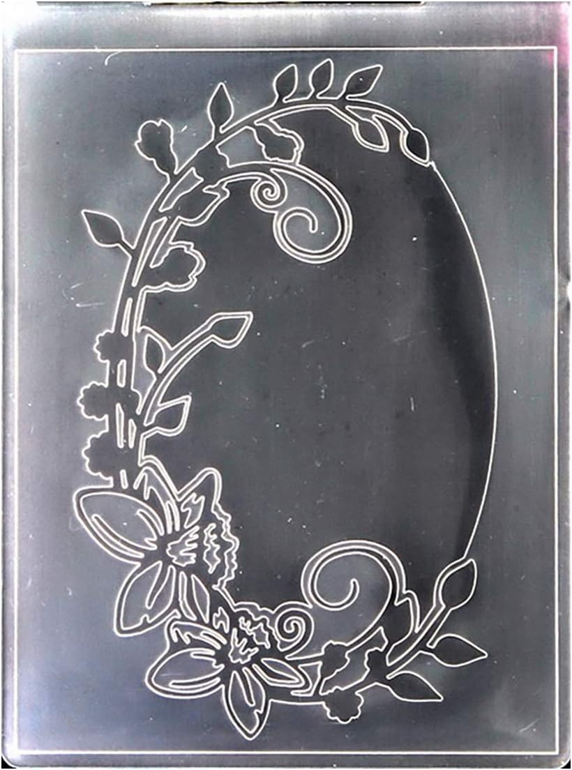 Flowers Leaves Oval Frame Plastic Embossing Folders for Card Making Scrapbooking
