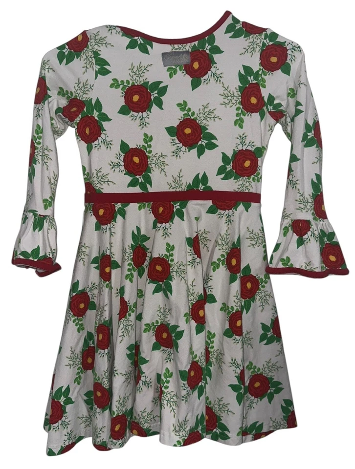 Vestido Eleanor Rose Niñas Rubí Navidad Rosa Talla 8-10 Blanco Rojo Giro Manga Larga Foto 3 de 4
