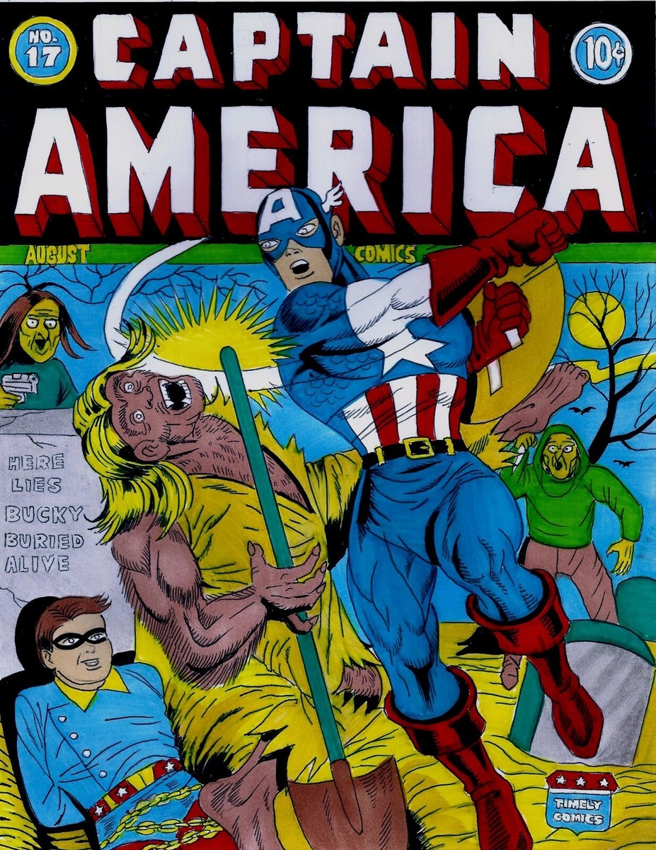 CAPTAIN AMERICA # 17 COVER RECREATION 1942 GOLDEN AGE