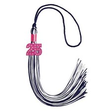 Endea Graduation Navy Blue/White Mixed Color Tassel With Pink Bling Charm 2024
