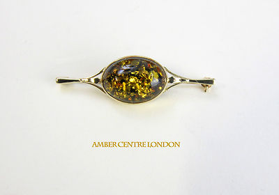 Italienische handgefertigte elegante deutsche Ostsee Bernstein Brosche 9ct Gold GB0001G UVP £ 395!!!