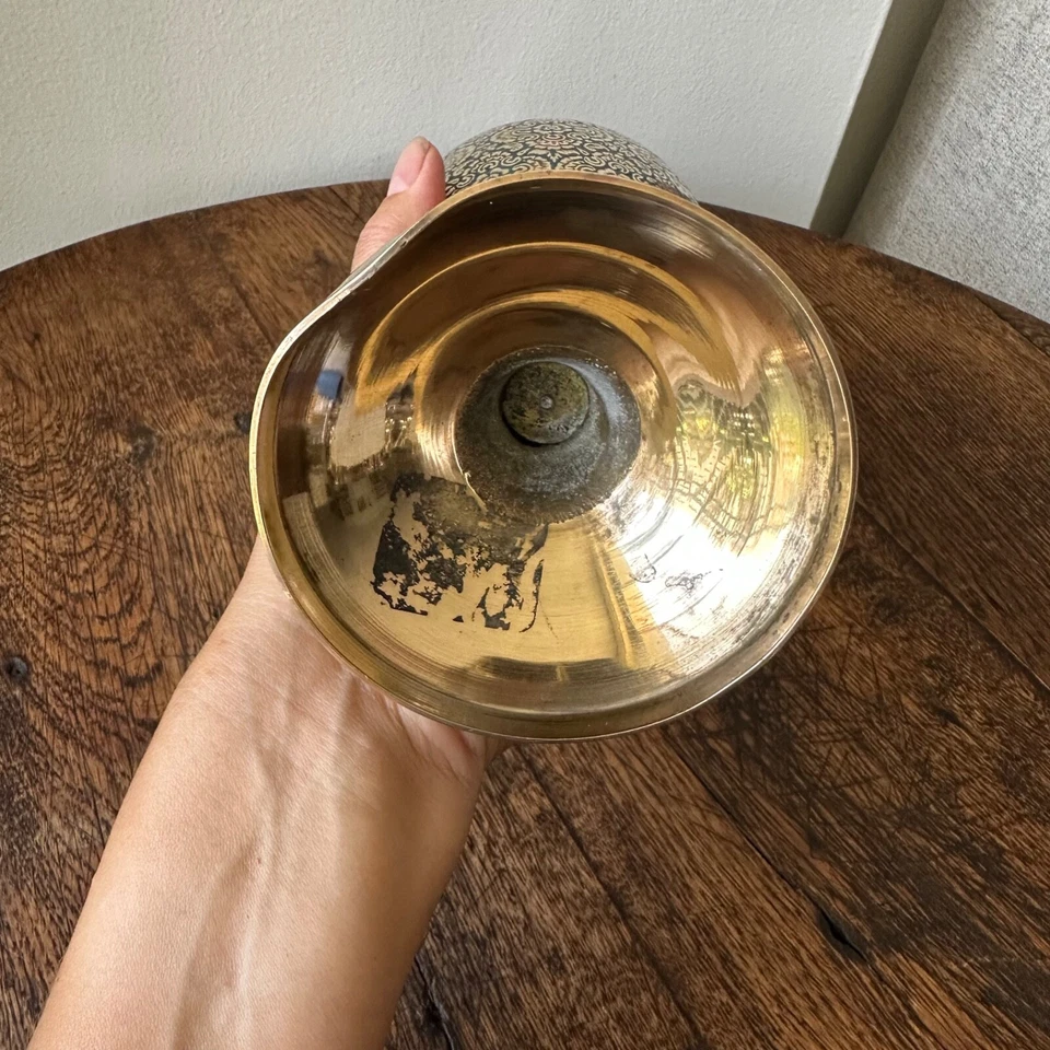 Florero de latón vintage multicolor de 12" pieza de exhibición artículo de decoración de regalo coleccionable Foto 4 de 4