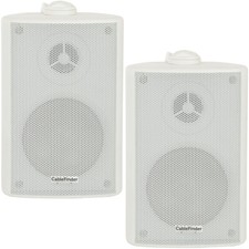 Image of (PAIR) 2x 4" 70W White Outdoor Rated Speakers Wall Mounted HiFi 8Ohm & 100V