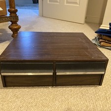 Vintage VHS Tape Holder Wood Grain 2 Drawer Cabinet Storage Case Holds 24 tapes