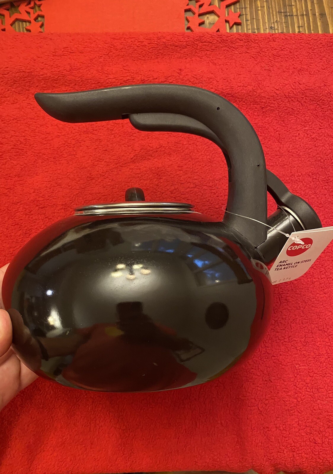 COPCO Arc Enamel Black 1.7 Quart Tea Kettle Teapot Lever Spout Pot 7