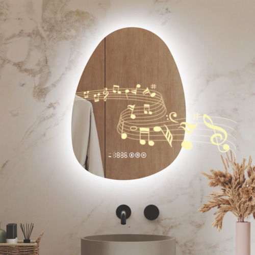 Spiegel mit Beleuchtung Asymmetrischer LED Badspiegel 3 Lichtfarbe Beschlagfrei - Bild 23 von 31